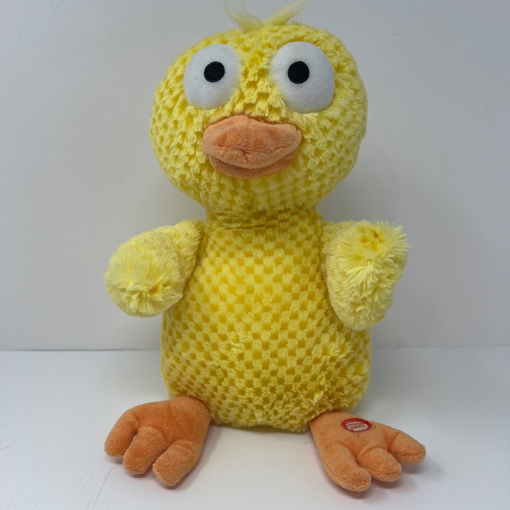 Hallmark Musical Duck Plush Yellow Waffle Texture Sound Button Easter Duckling